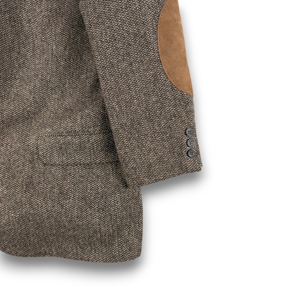 Stafford Blazer Jacket Men 42S Brown Herringbone Elbow Patch Wool Sport Coat USA - Picture 3 of 14